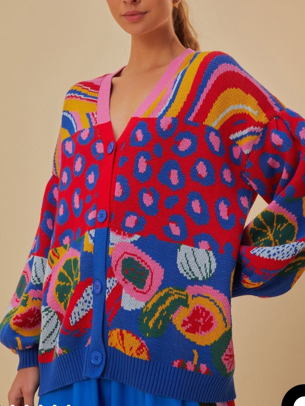 Farm rio mixed prints knit cardigan - Picture 3 of 3